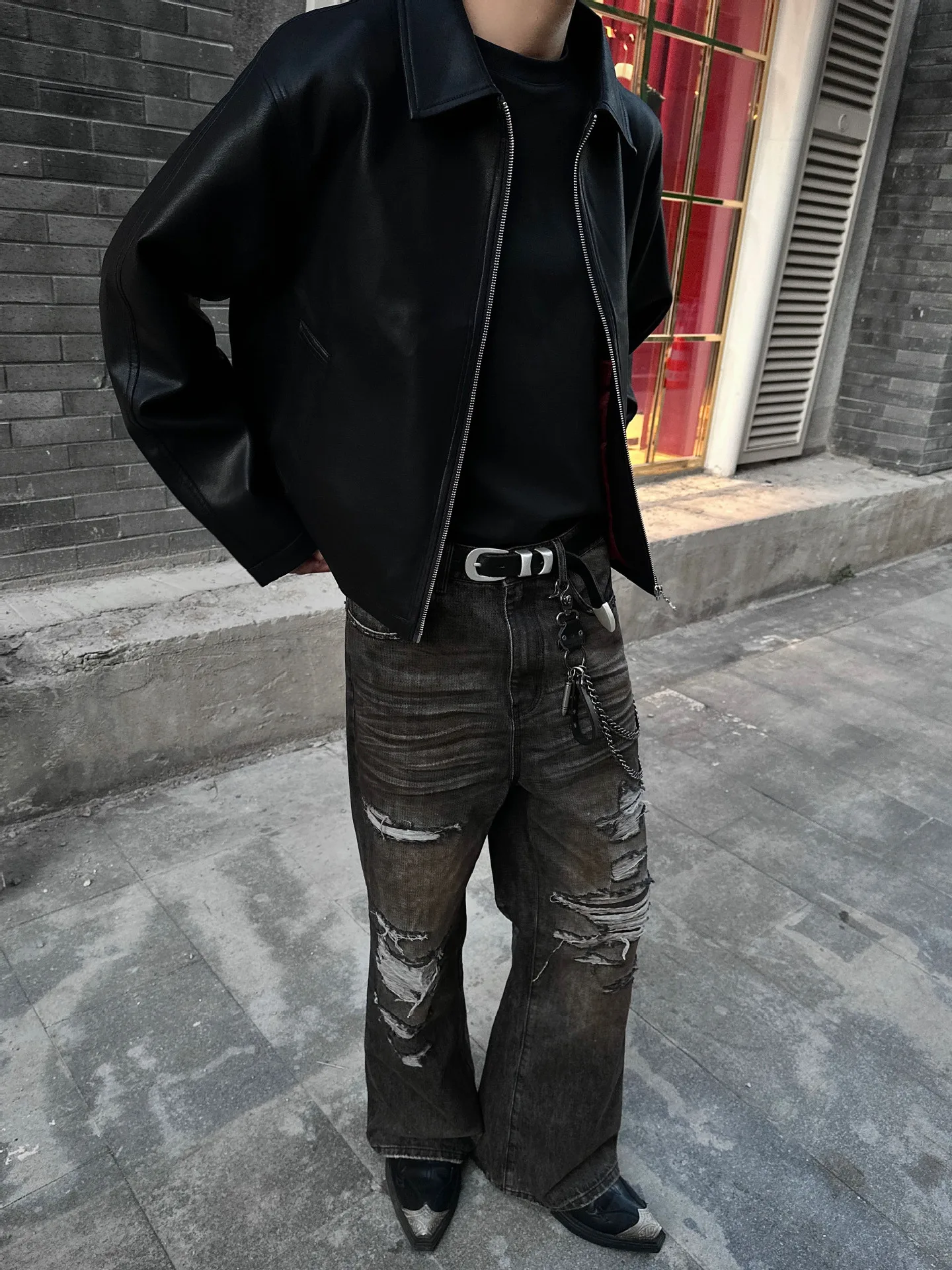 2026 New Men's Spring and Autumn PU Leather Jacket Short Cleanfit Loose Casual Motorcycle Top Warm Artificial Leather Coat