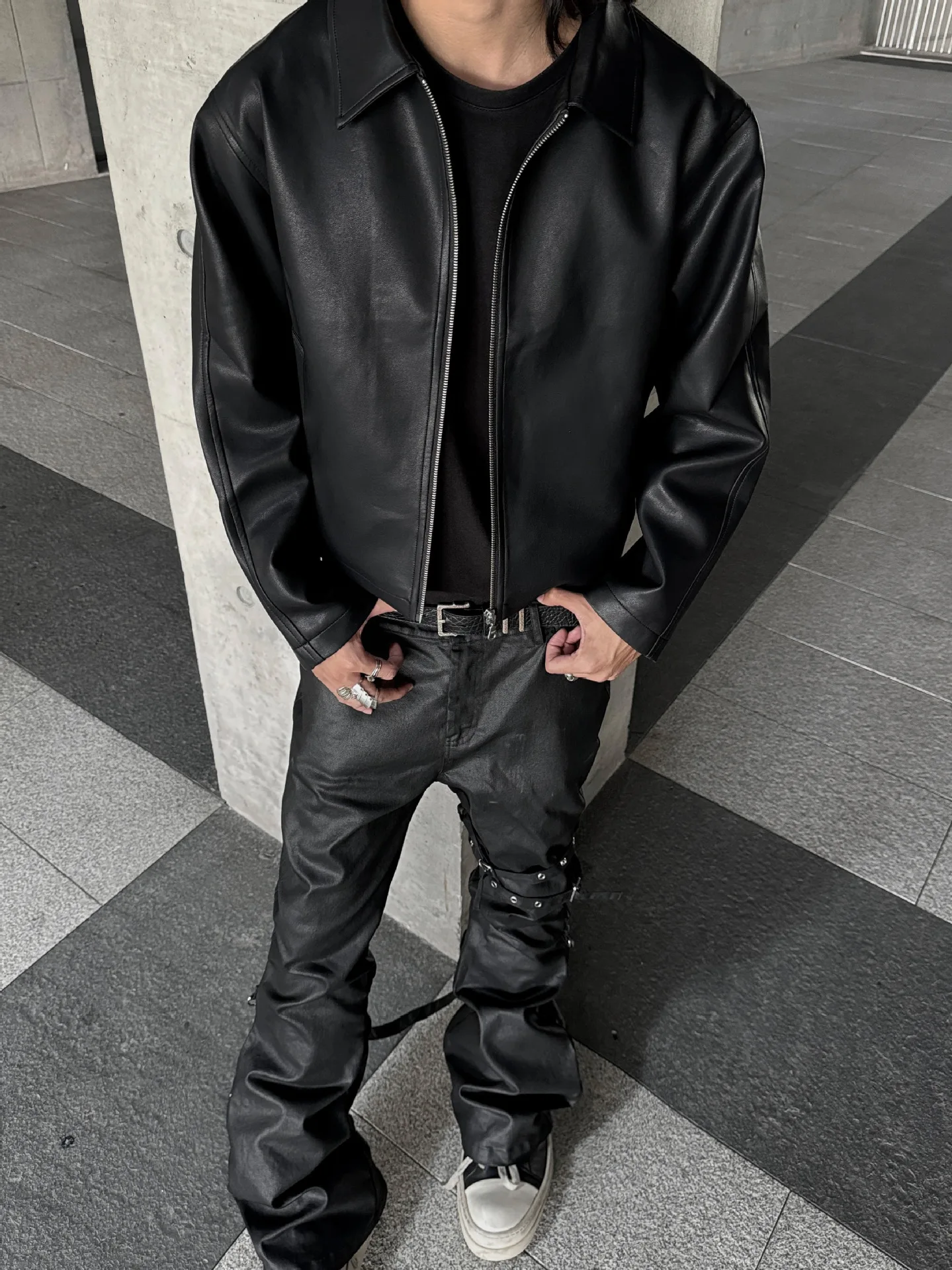 2026 New Men's Spring and Autumn PU Leather Jacket Short Cleanfit Loose Casual Motorcycle Top Warm Artificial Leather Coat