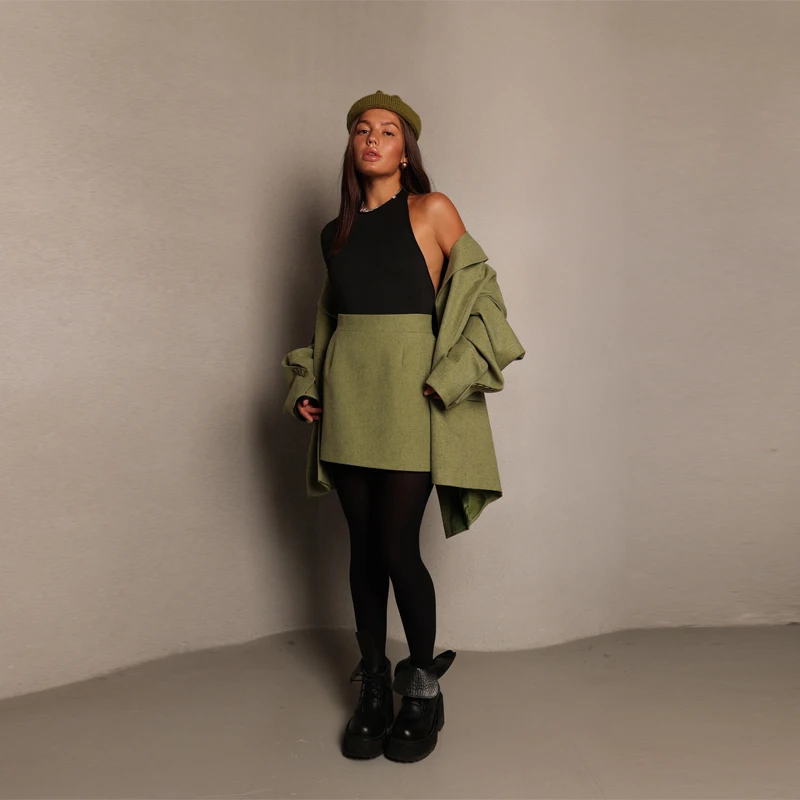Women Loose Fit Blazer Notched Lapel Double Breasted Drop Shoulder Patch Pockets Casual Suit Jacket 2026 New Ladies Outerwear