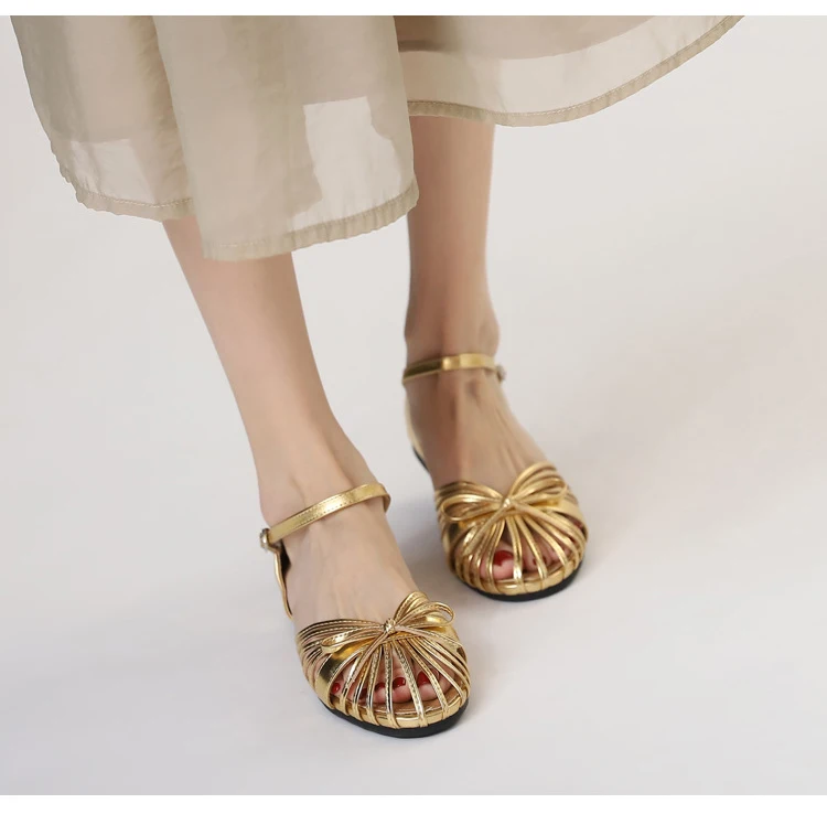ZAROY Summer Women Flat Sandals Single Strap Hollow Out Gladiator Roman Shoes Pretty Bowtie Sandalias Casual Street Footwear