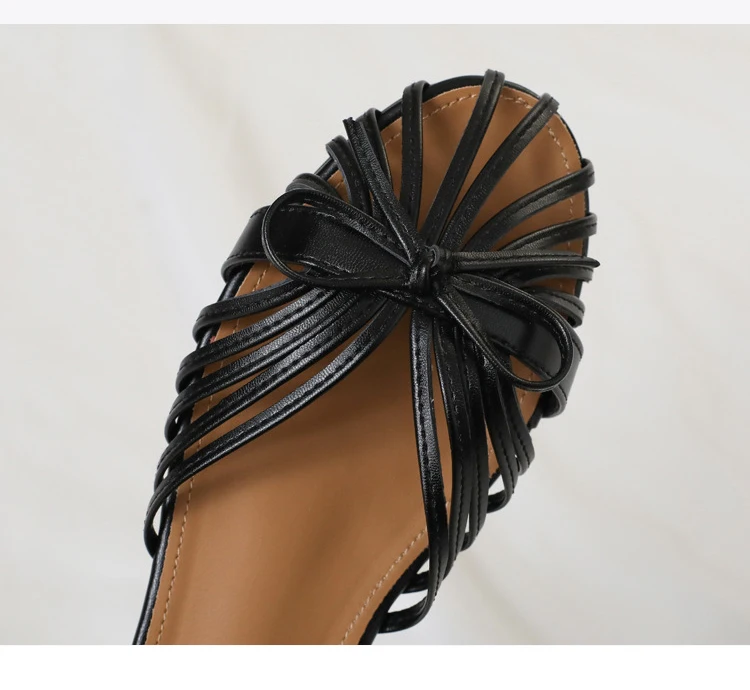 ZAROY Summer Women Flat Sandals Single Strap Hollow Out Gladiator Roman Shoes Pretty Bowtie Sandalias Casual Street Footwear