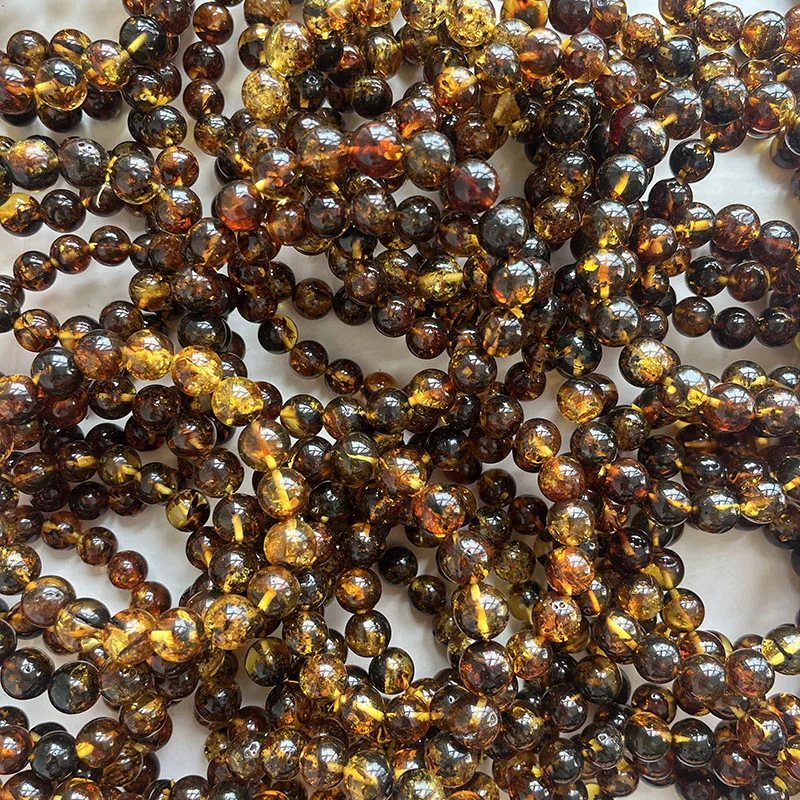 10mm 12mm Big Piebald Amber Bracelet Wholesale New Round Defect Stone Diy Trendy Women Baltic Genuine Ambre Natural Jewelry Gift