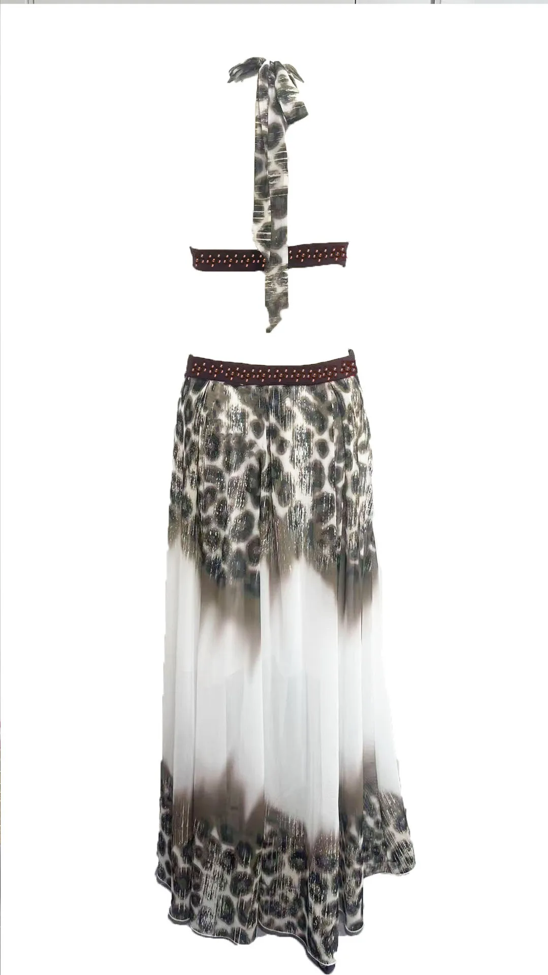 CHNMR Elegant Leopard Print Long Dress Women Halter Backless Maxi Dresses 2026 Summer Nightclub Party Female Vestidos for Beach