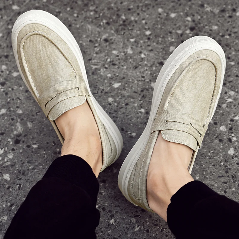 Designer Brand Men's Loafers Green Casual Shoes Men's Lightweight Soft Soled Walking Flat Shoes Brown Luxury Sneakers for Men