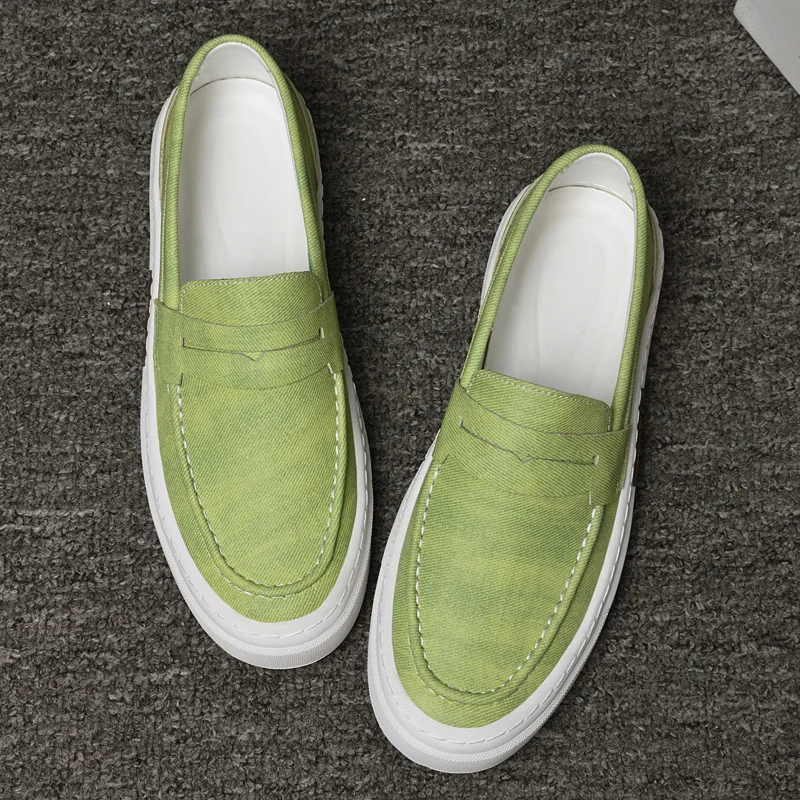 Designer Brand Men's Loafers Green Casual Shoes Men's Lightweight Soft Soled Walking Flat Shoes Brown Luxury Sneakers for Men