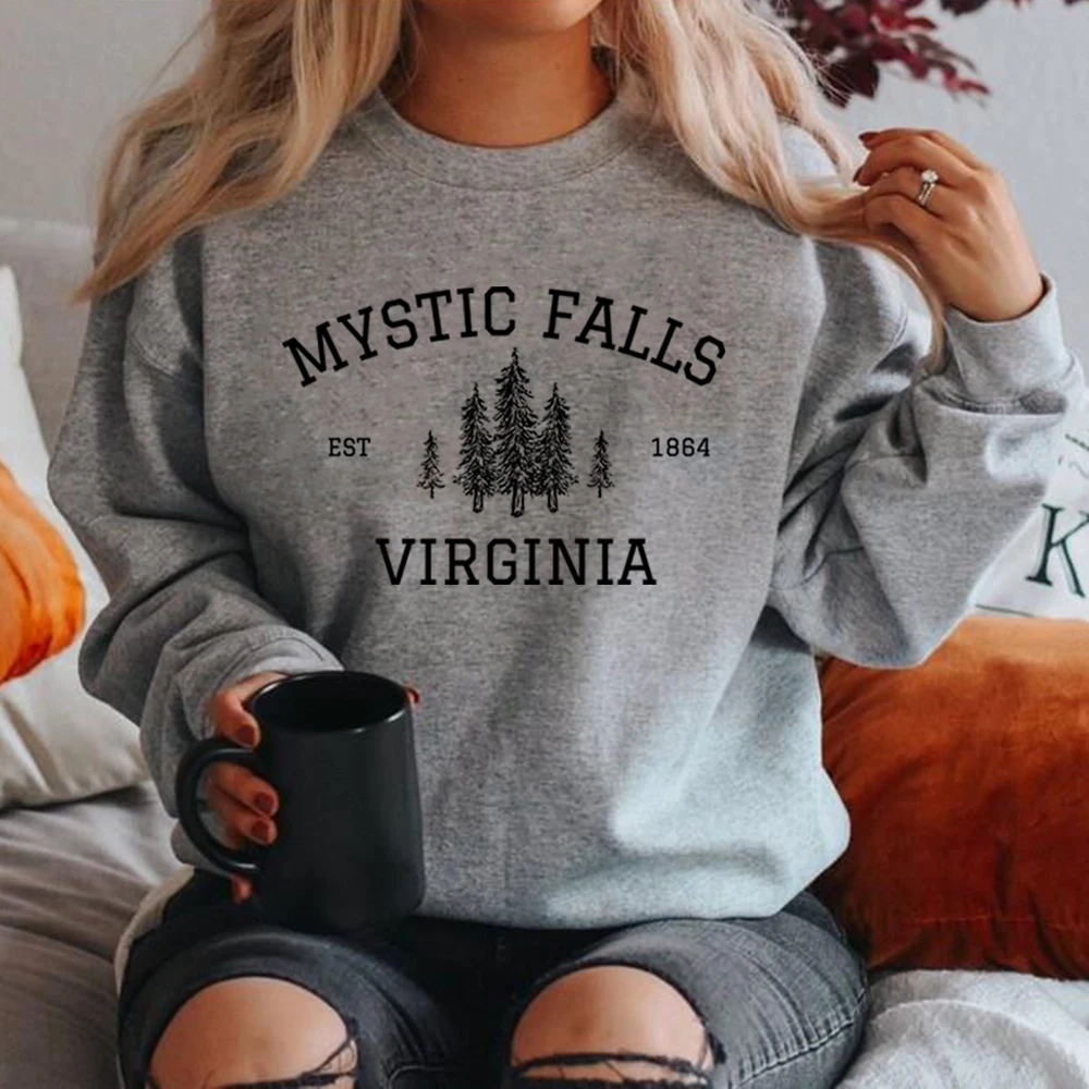 Mystic Falls Virginia Sweatshirt Vampire Fan Sweater Salvatore Brothers Hoodie Unisex Long Sleeve Sweatshirts Casual Pullovers