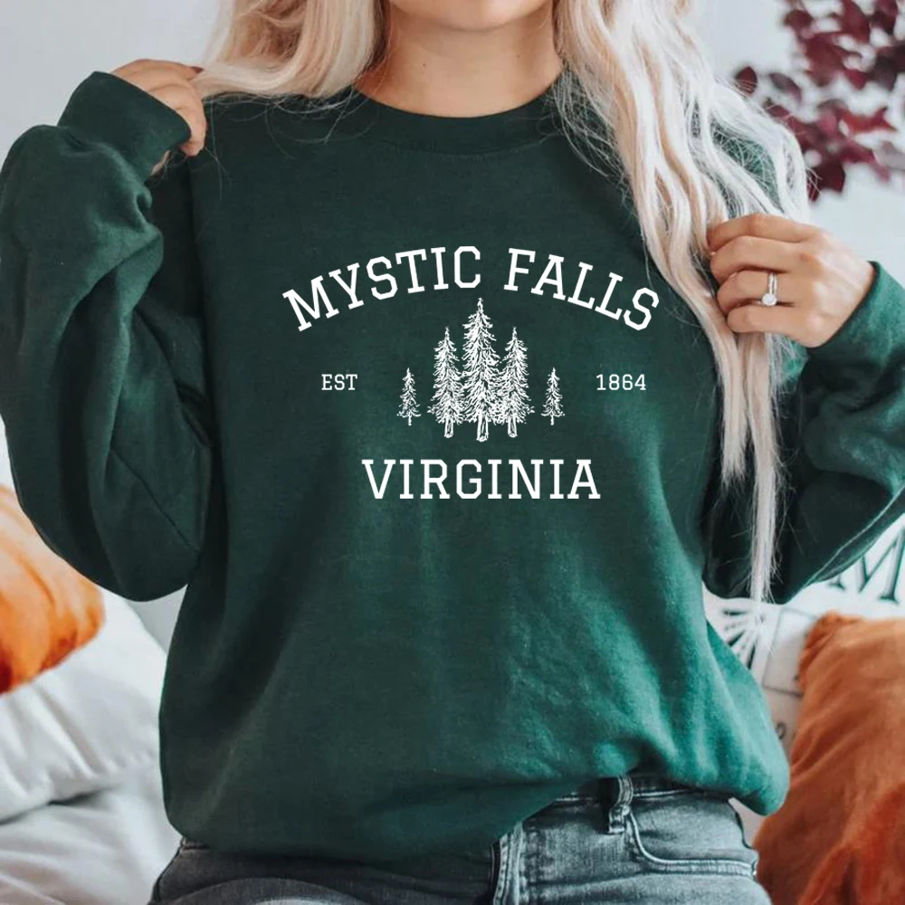 Mystic Falls Virginia Sweatshirt Vampire Fan Sweater Salvatore Brothers Hoodie Unisex Long Sleeve Sweatshirts Casual Pullovers