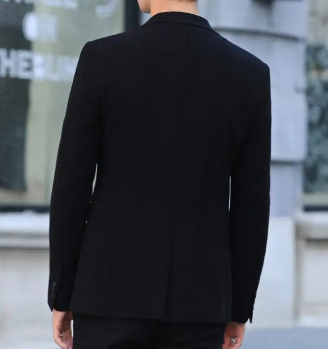 Autumn Blazer Men Black Business Office Jacket Slim Casual Work Coat
