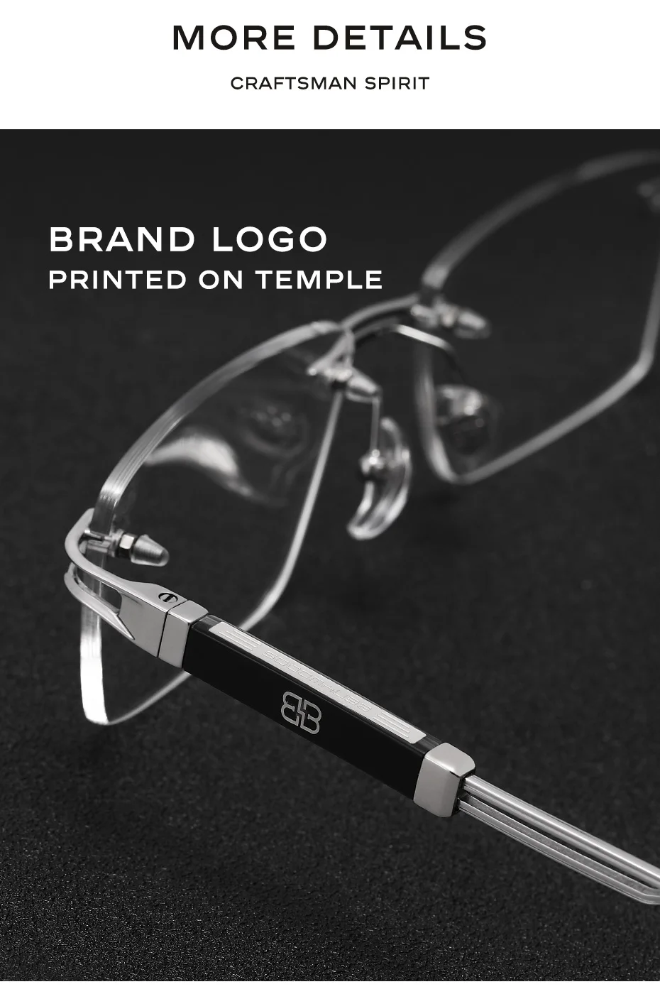 CAPONI Hot Rimless Men's Glasses Frame Luxury Business Pure Titanium Acetate Eyeglasses UV400 Brand Design New Spectacles J23026