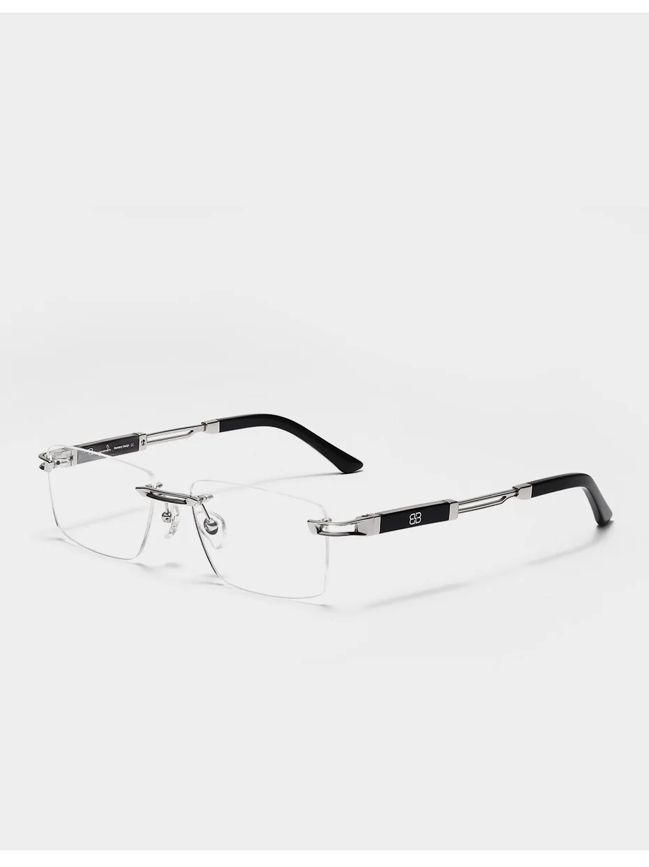 CAPONI Hot Rimless Men's Glasses Frame Luxury Business Pure Titanium Acetate Eyeglasses UV400 Brand Design New Spectacles J23026