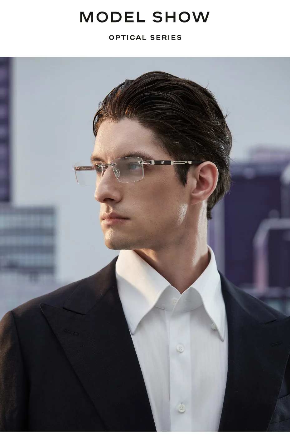 CAPONI Hot Rimless Men's Glasses Frame Luxury Business Pure Titanium Acetate Eyeglasses UV400 Brand Design New Spectacles J23026