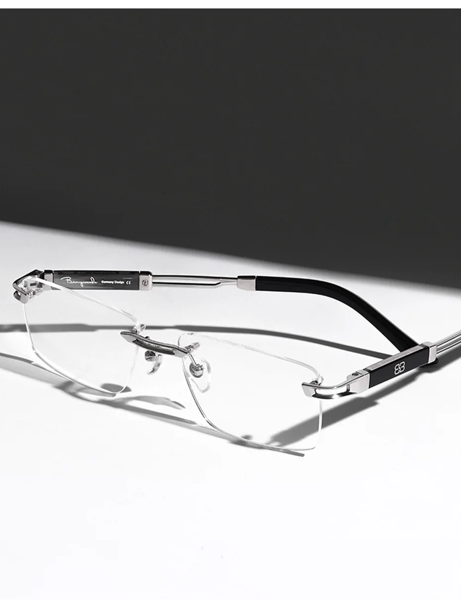 CAPONI Hot Rimless Men's Glasses Frame Luxury Business Pure Titanium Acetate Eyeglasses UV400 Brand Design New Spectacles J23026