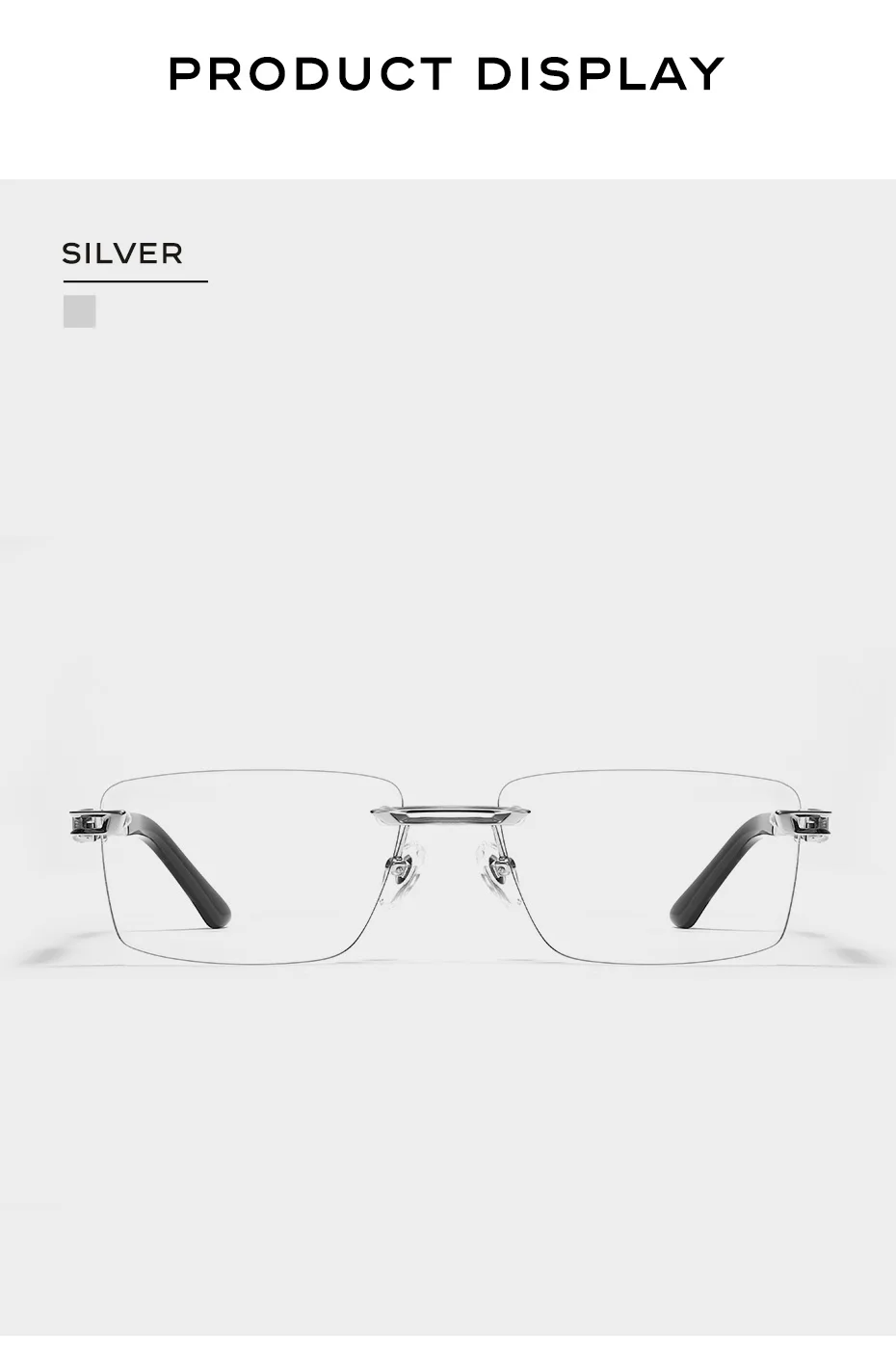 CAPONI Hot Rimless Men's Glasses Frame Luxury Business Pure Titanium Acetate Eyeglasses UV400 Brand Design New Spectacles J23026