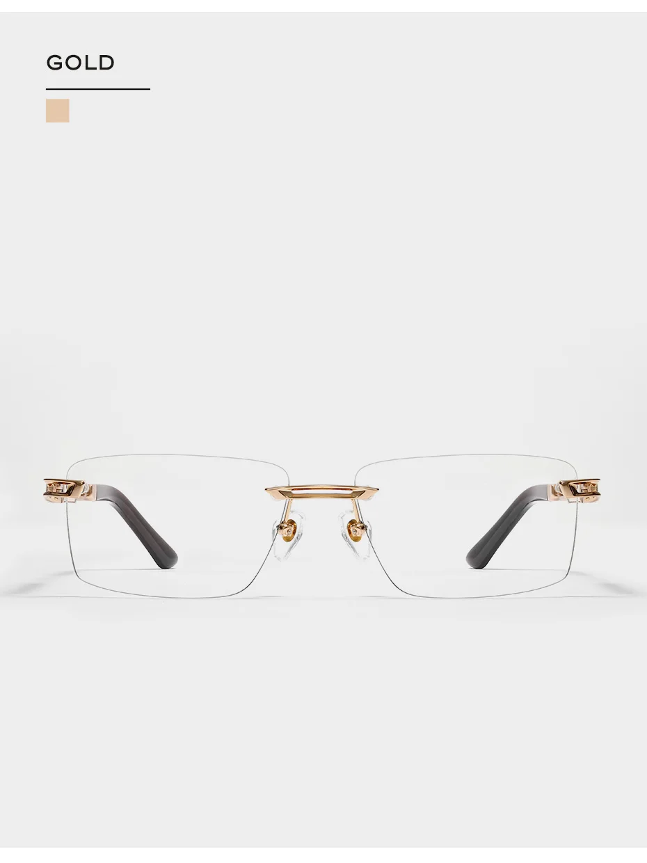 CAPONI Hot Rimless Men's Glasses Frame Luxury Business Pure Titanium Acetate Eyeglasses UV400 Brand Design New Spectacles J23026