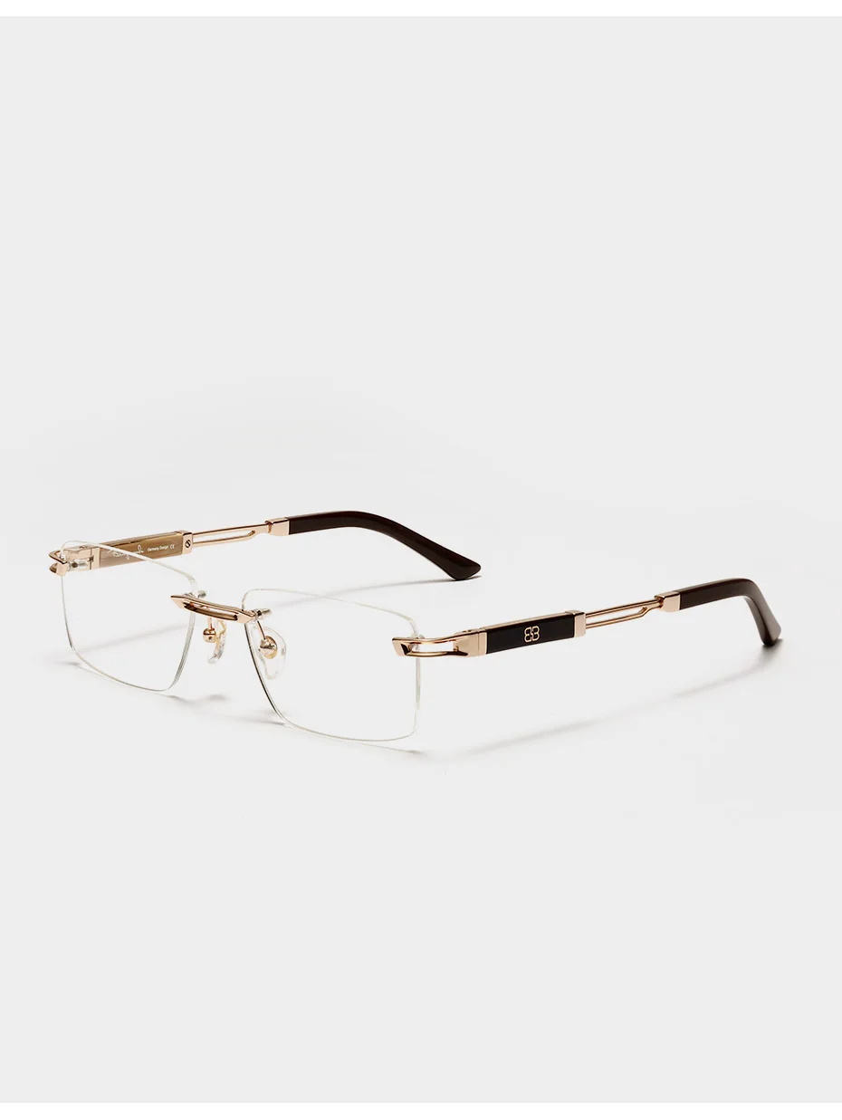 CAPONI Hot Rimless Men's Glasses Frame Luxury Business Pure Titanium Acetate Eyeglasses UV400 Brand Design New Spectacles J23026