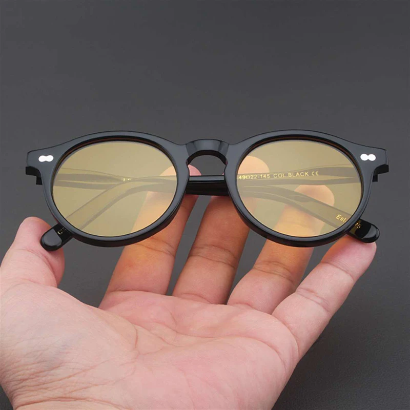 Johnny Depp Polarized Sunglasses Man Lemtosh Sun Glasses Woman Luxury Brand Vintage Acetate Frame Round Night Vision Goggles