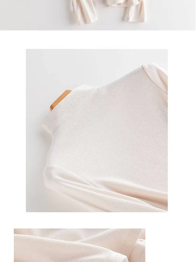 SuyaDream Women Bottoming T Shirt Real Silk Blend Long Sleeves Solid Basic Shirt 2024 Autumn Winter Turtleneck Top