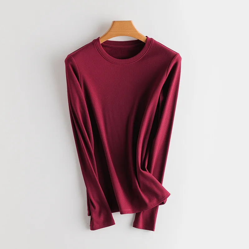 SuyaDream Women Bottoming T Shirt Real Silk Blend Long Sleeves Solid Basic Shirt 2024 Autumn Winter Turtleneck Top