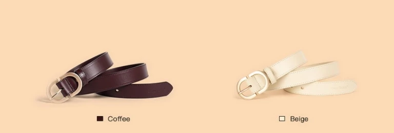 BEAUTODAY Belt Women Genuine Cow Leather Metal Oval Buckle Retro Simple Solid Ladies Jeans Dress Waistband Handmade 91012