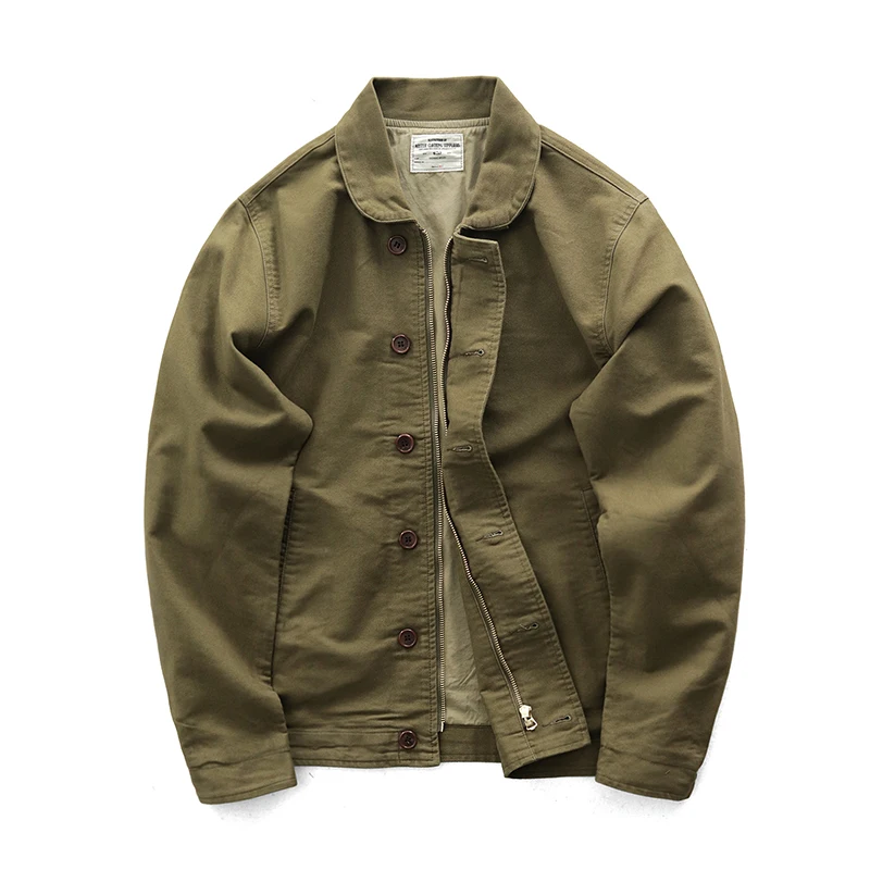 0602# Spring and Autumn New American Retro Thickened Casual Deck Jacket Men's Fashion 100% Cotton Washed Old Loose Cargo Coat