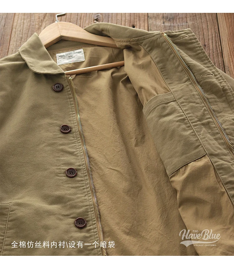 0602# Spring and Autumn New American Retro Thickened Casual Deck Jacket Men's Fashion 100% Cotton Washed Old Loose Cargo Coat