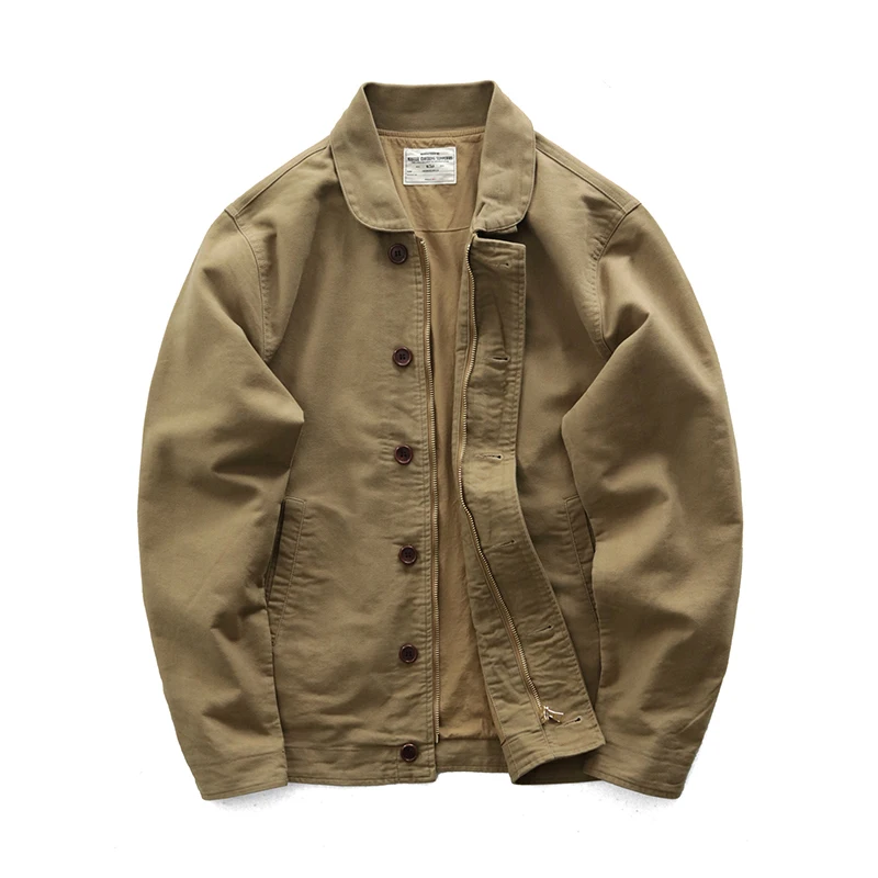 0602# Spring and Autumn New American Retro Thickened Casual Deck Jacket Men's Fashion 100% Cotton Washed Old Loose Cargo Coat