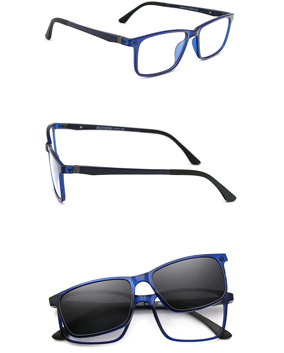 X3195 Magnet Clip On Glasses Frame Men Prescription Optical Eyeglasses Frame Women Myopia Polarized Magnet Clip On Sunglasses