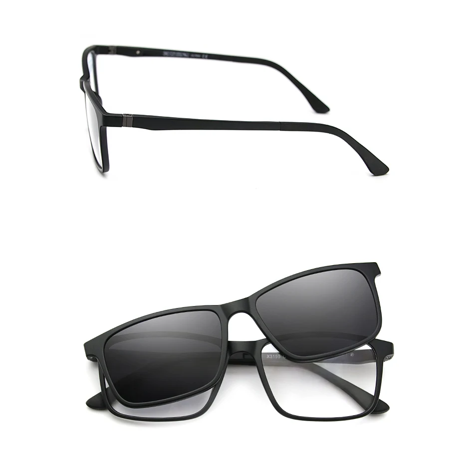 X3195 Magnet Clip On Glasses Frame Men Prescription Optical Eyeglasses Frame Women Myopia Polarized Magnet Clip On Sunglasses