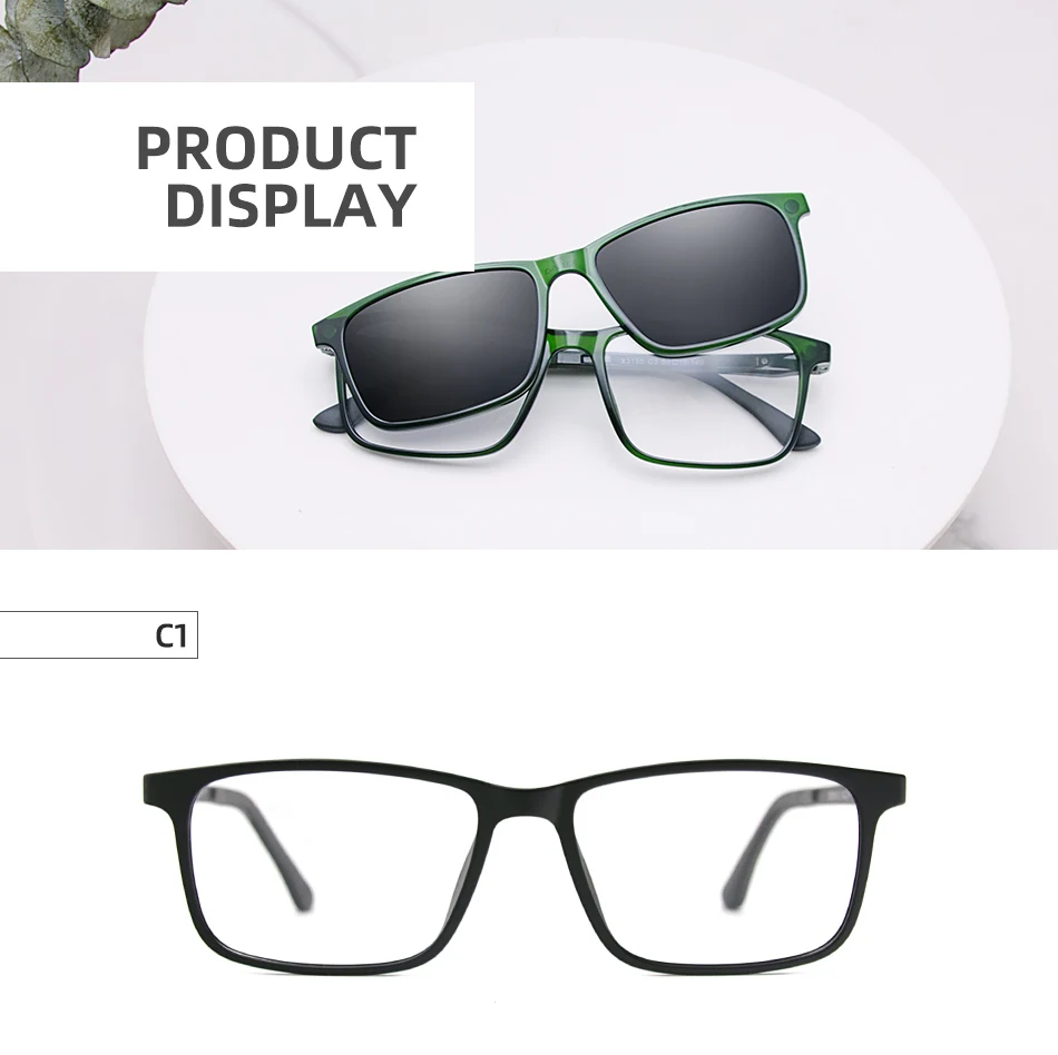 X3195 Magnet Clip On Glasses Frame Men Prescription Optical Eyeglasses Frame Women Myopia Polarized Magnet Clip On Sunglasses