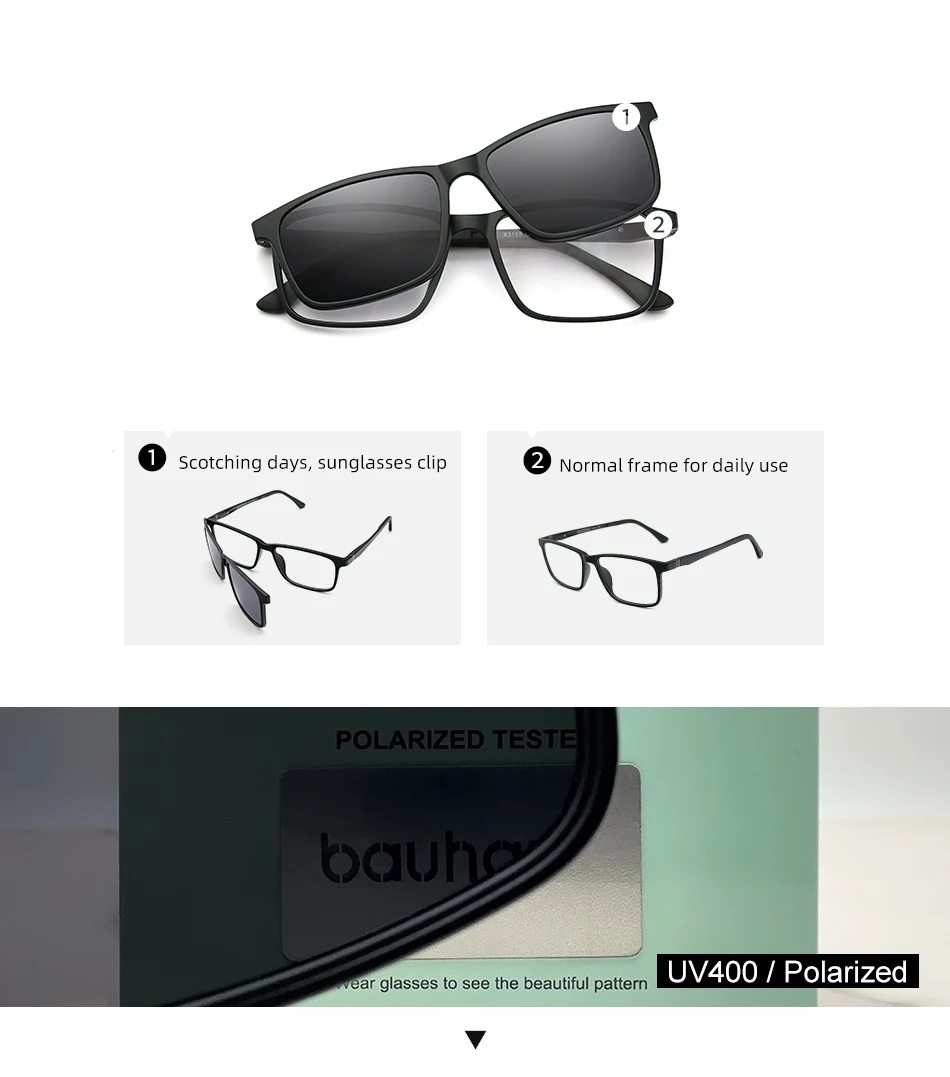 X3195 Magnet Clip On Glasses Frame Men Prescription Optical Eyeglasses Frame Women Myopia Polarized Magnet Clip On Sunglasses