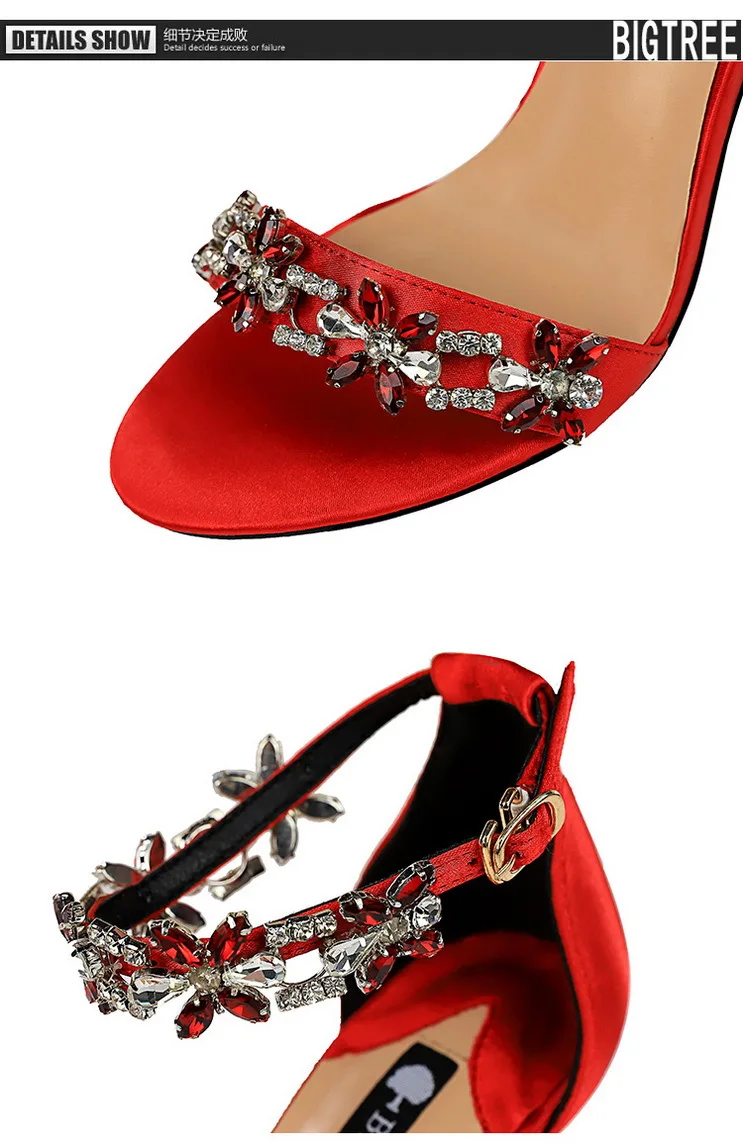 BIGTREE Shoes Open Toe Rhinestones Sandals Women 2026 New Designer Sexy High Heels Sandals Female Shoes Summer Heeled Sandals
