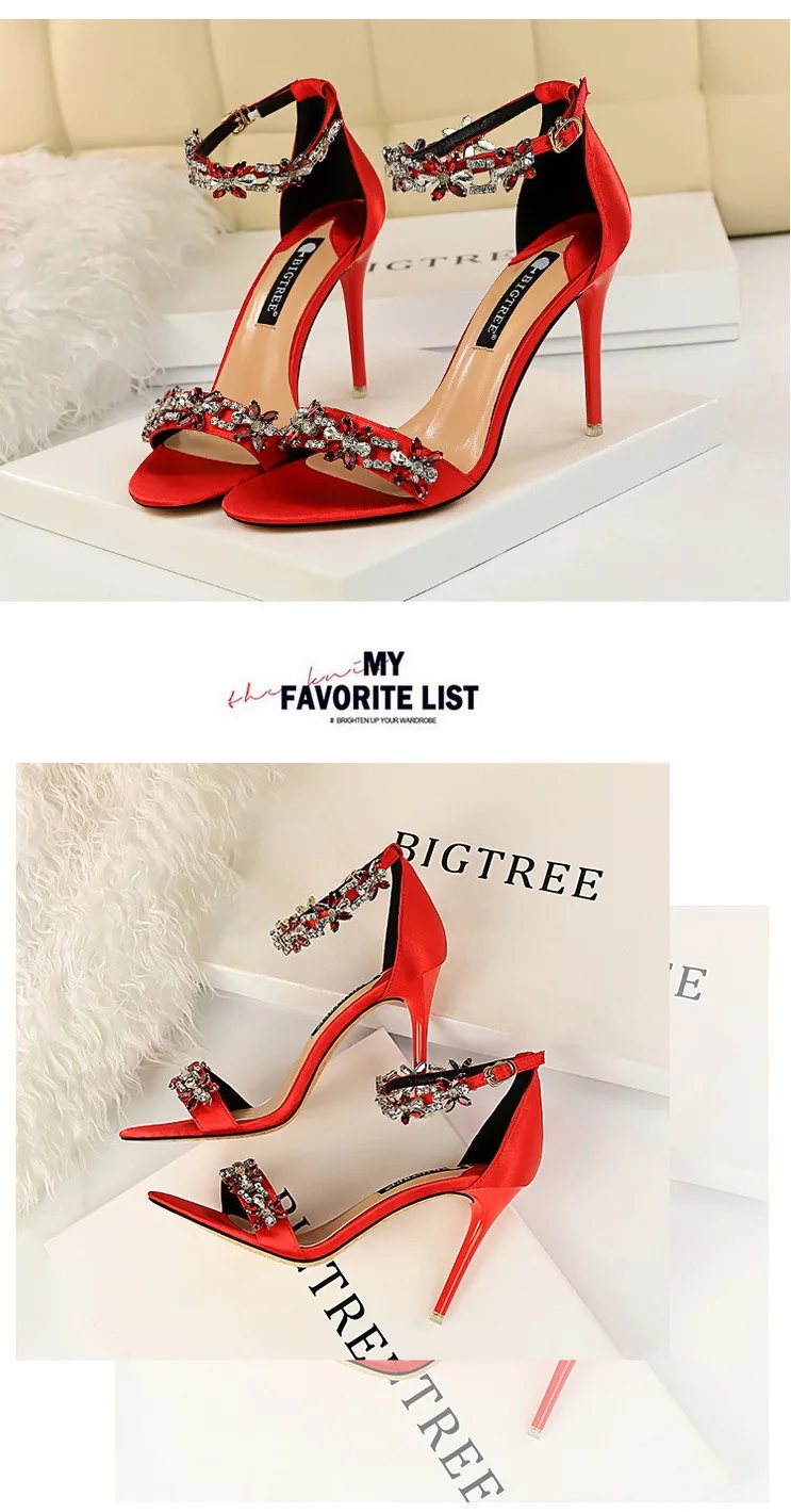 BIGTREE Shoes Open Toe Rhinestones Sandals Women 2026 New Designer Sexy High Heels Sandals Female Shoes Summer Heeled Sandals