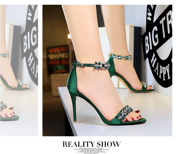 BIGTREE Shoes Open Toe Rhinestones Sandals Women 2026 New Designer Sexy High Heels Sandals Female Shoes Summer Heeled Sandals