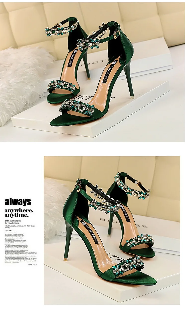 BIGTREE Shoes Open Toe Rhinestones Sandals Women 2026 New Designer Sexy High Heels Sandals Female Shoes Summer Heeled Sandals