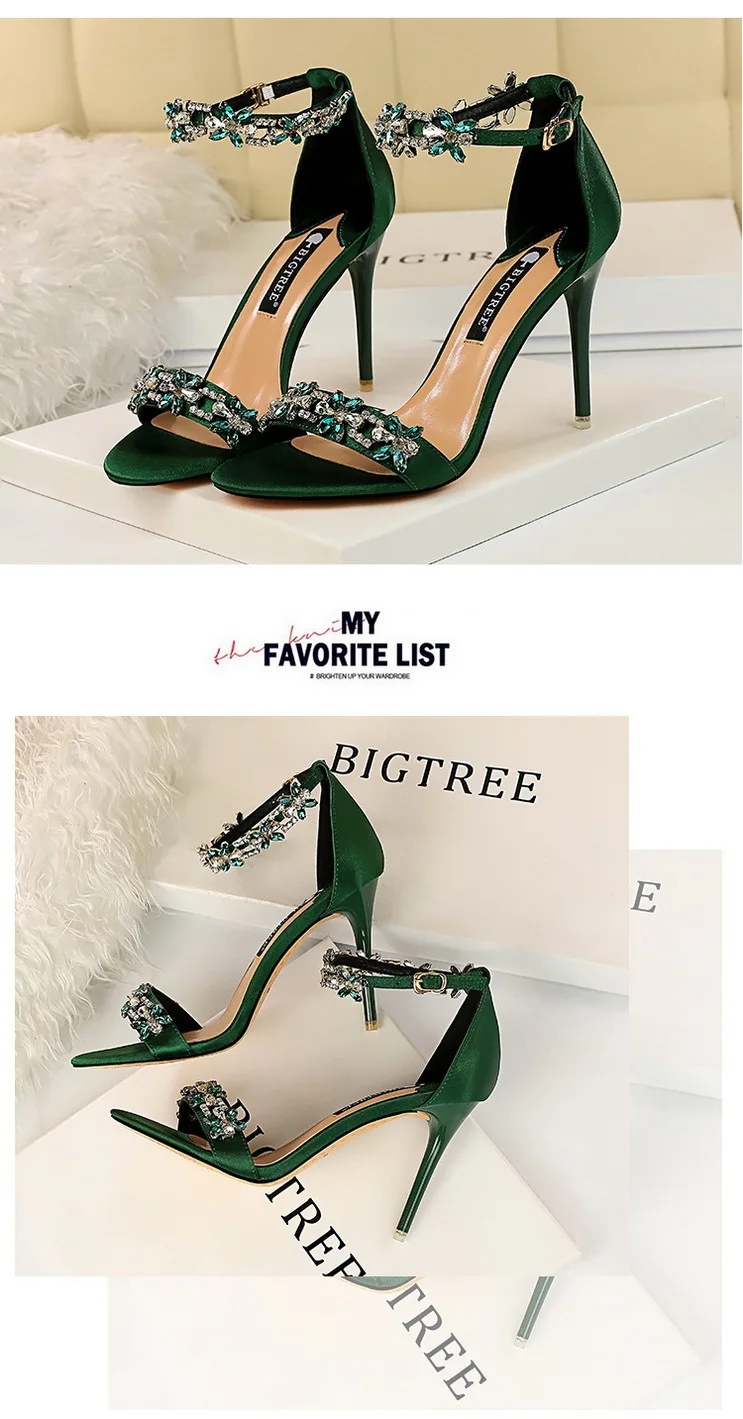BIGTREE Shoes Open Toe Rhinestones Sandals Women 2026 New Designer Sexy High Heels Sandals Female Shoes Summer Heeled Sandals