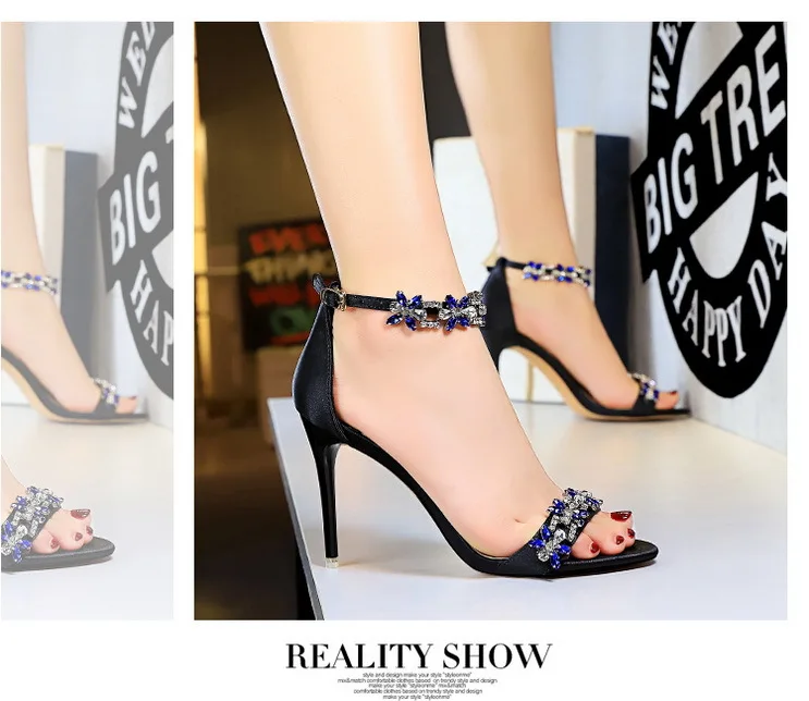 BIGTREE Shoes Open Toe Rhinestones Sandals Women 2026 New Designer Sexy High Heels Sandals Female Shoes Summer Heeled Sandals