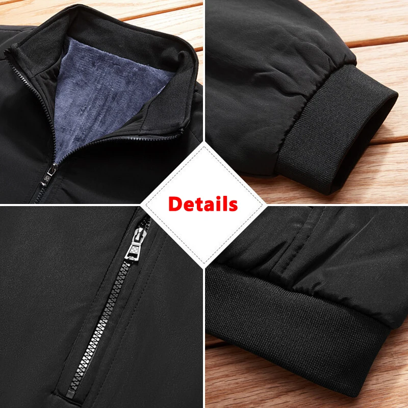 Warm Fleece Autumn Winter Jackets for Men Business Office Dress Coat Casual Men's Winter Jacket Solid Color Luxury Outerwear Man