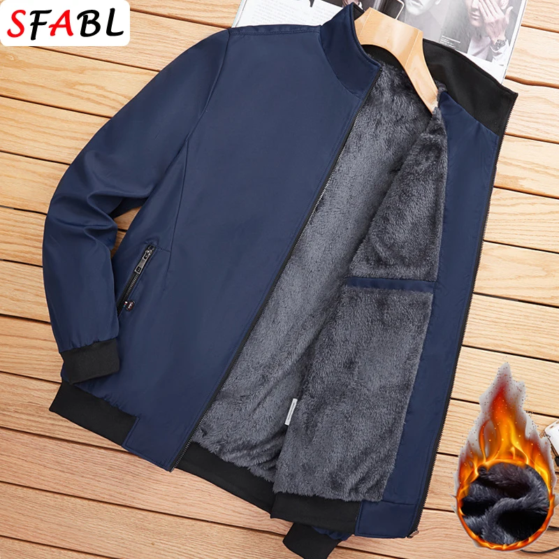 Warm Fleece Autumn Winter Jackets for Men Business Office Dress Coat Casual Men's Winter Jacket Solid Color Luxury Outerwear Man