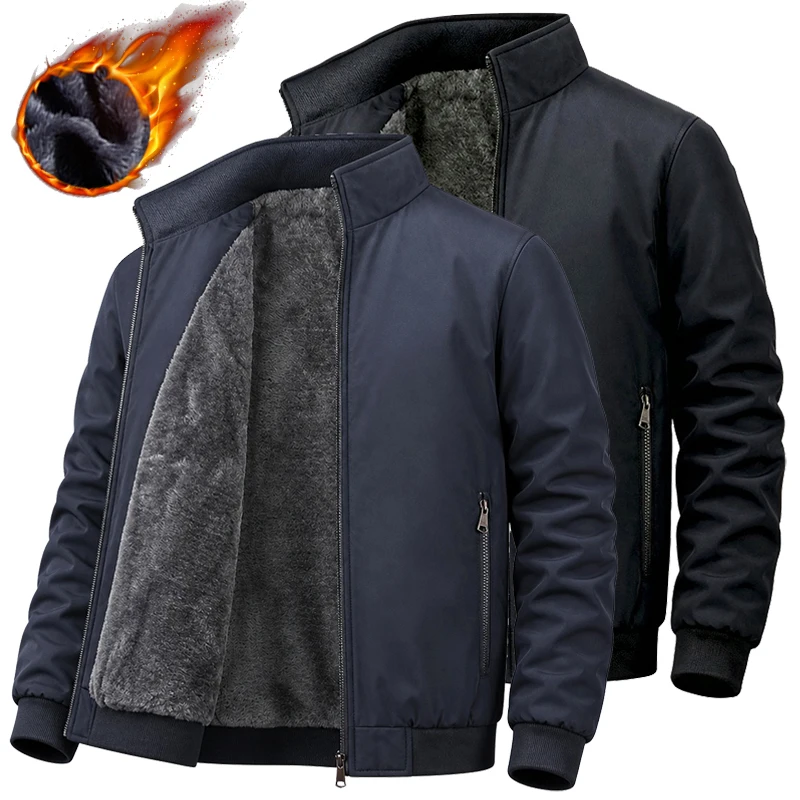 Warm Fleece Autumn Winter Jackets for Men Business Office Dress Coat Casual Men's Winter Jacket Solid Color Luxury Outerwear Man