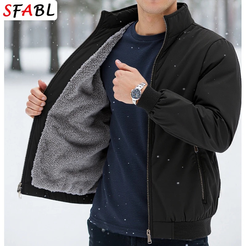 Warm Fleece Autumn Winter Jackets for Men Business Office Dress Coat Casual Men's Winter Jacket Solid Color Luxury Outerwear Man