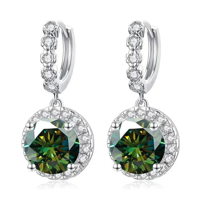 Super Sparkling 3CT Muiltcolor Moissanite Drop Hoop Earrings 100% S925 Silver Earring For Women Fine Jewelry Dating Party Gift