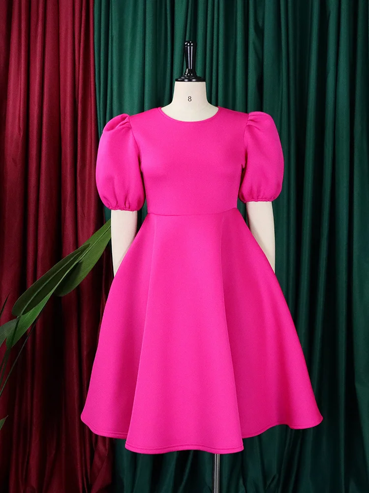 Wmstar Party Dresses for Women Sexy Puff Sleeve Solid Maxi Dress Big Hem Club Outfits New In Summer Wholesale Dropshipping S-3XL
