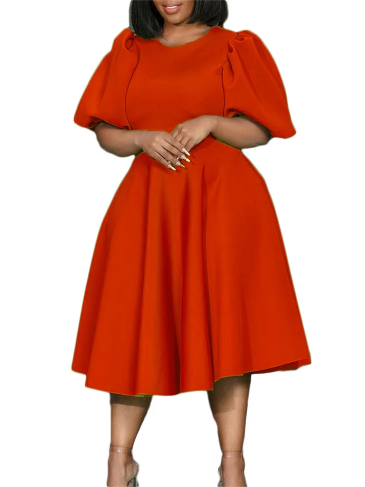 Wmstar Party Dresses for Women Sexy Puff Sleeve Solid Maxi Dress Big Hem Club Outfits New In Summer Wholesale Dropshipping S-3XL