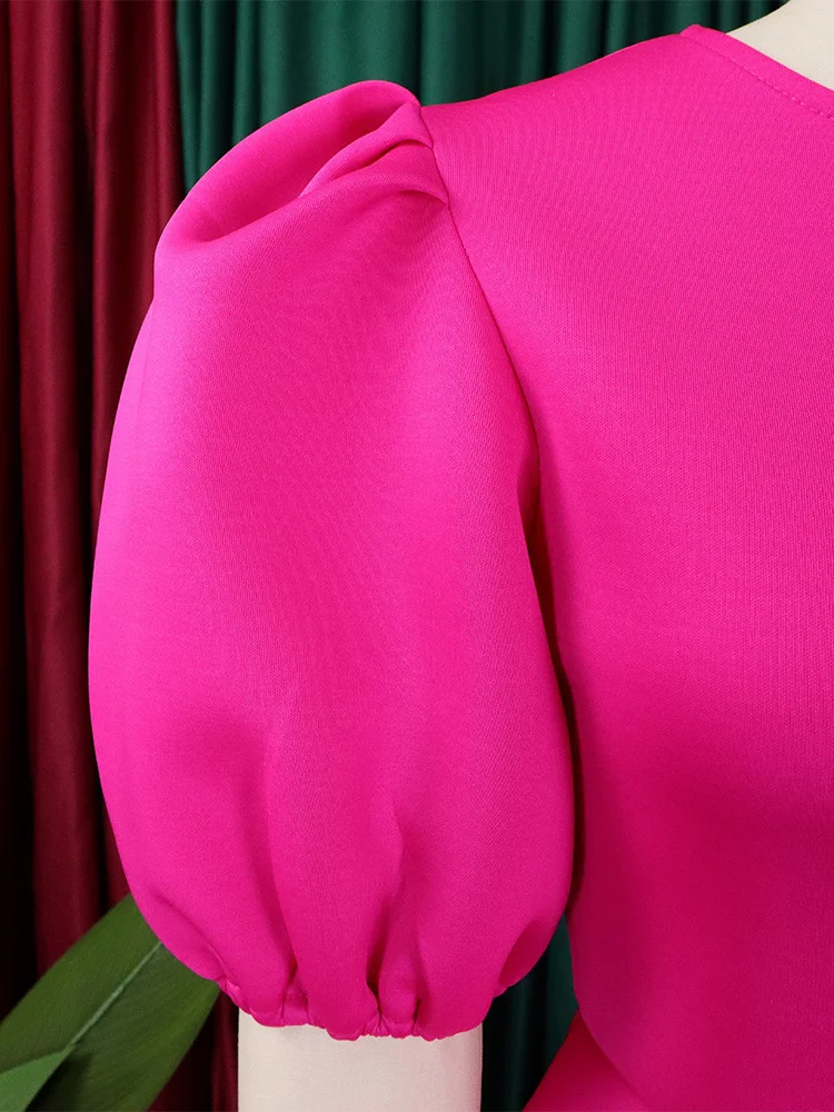 Wmstar Party Dresses for Women Sexy Puff Sleeve Solid Maxi Dress Big Hem Club Outfits New In Summer Wholesale Dropshipping S-3XL