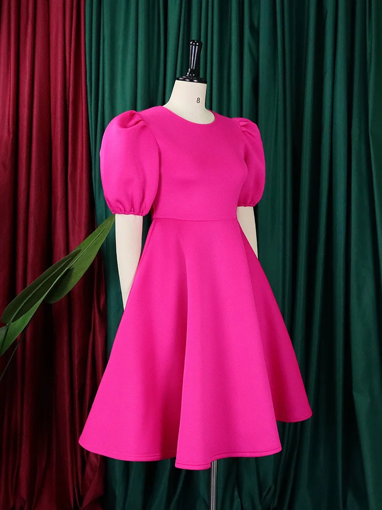 Wmstar Party Dresses for Women Sexy Puff Sleeve Solid Maxi Dress Big Hem Club Outfits New In Summer Wholesale Dropshipping S-3XL