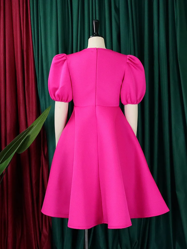 Wmstar Party Dresses for Women Sexy Puff Sleeve Solid Maxi Dress Big Hem Club Outfits New In Summer Wholesale Dropshipping S-3XL