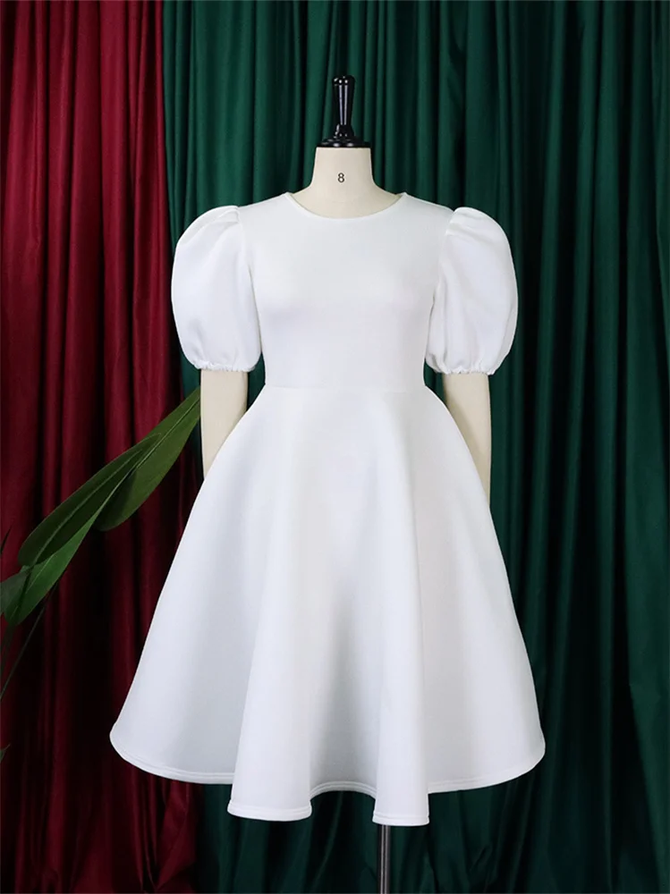 Wmstar Party Dresses for Women Sexy Puff Sleeve Solid Maxi Dress Big Hem Club Outfits New In Summer Wholesale Dropshipping S-3XL