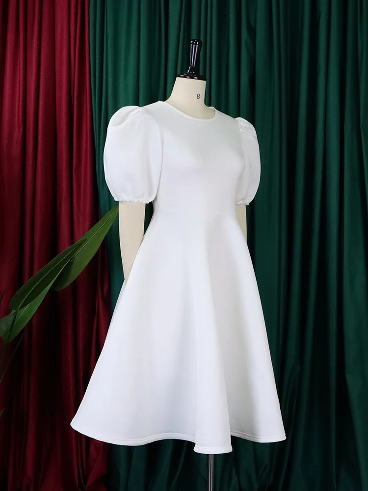 Wmstar Party Dresses for Women Sexy Puff Sleeve Solid Maxi Dress Big Hem Club Outfits New In Summer Wholesale Dropshipping S-3XL
