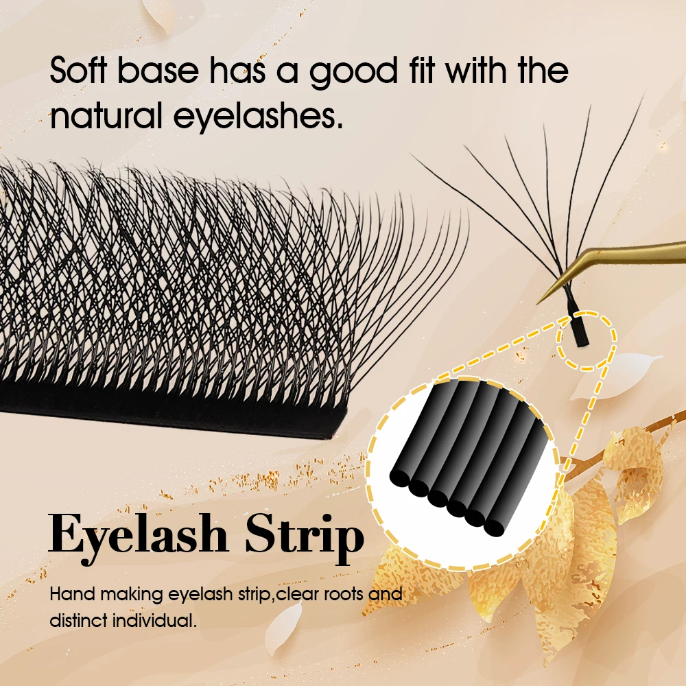 MASSCAKU 10Case Automatic Flowering W Shape Bloom 6D8D Premium Eyelash Extensions Super Comfortable Light Full Dense Volume Fans