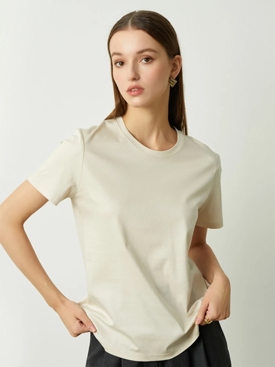 SuyaDream, Women Solid T Shirts, 10% Silk 58% Cotton, V Neck, Short Sleeved Tee, 2025 Summer Candy Colors Basic Cozy Top